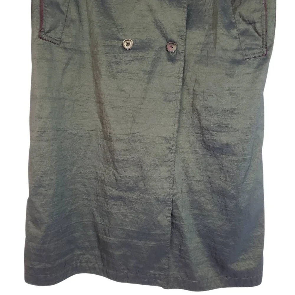Neiman Marcus Double Breasted Belted Water Resistant Trench Coat Olive Green 14‎